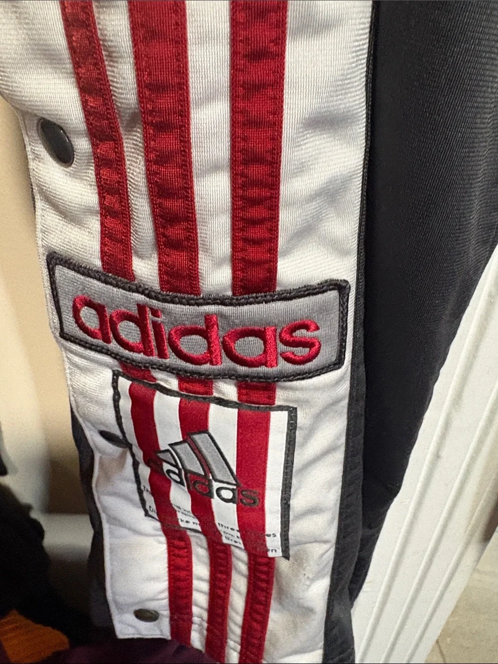 adidas Black Sweatpants with Red & White Side Stripes
